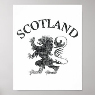 Poster Bandeira Escocesa Vintage Leão Rampante Escócia Ru