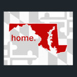 Pôster Bandeira/Estado de Maryland pop de cor - vermelho<br><div class="desc">Mostre seu orgulho de Maryland e sua cor favorita com este design!</div>