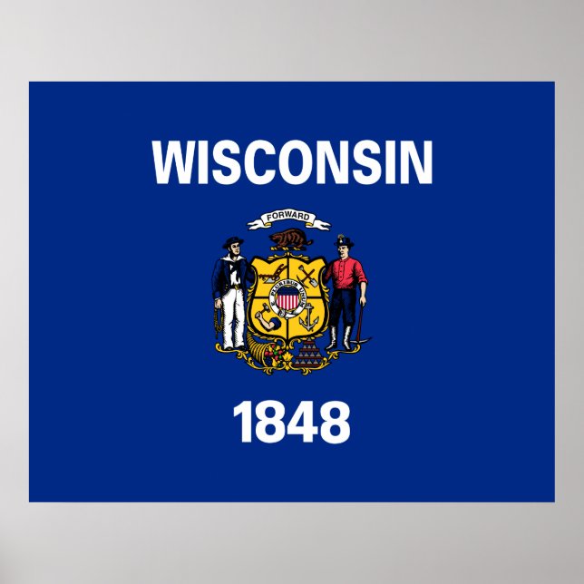Poster Bandeira Estadual do Wisconsin (Frente)