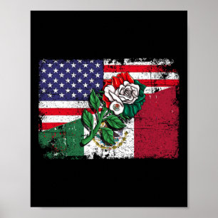Poster Bandeira EUA México Bandeira Mexicana Bandeira Ame