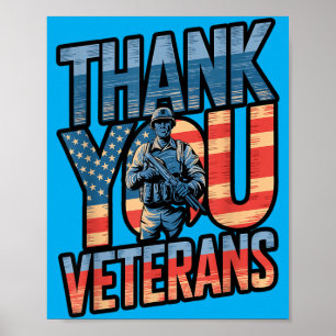 Poster Bandeira EUA Obrigado Veteranos