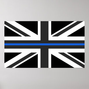 Poster Bandeira fina de Blue Line Reino Unido