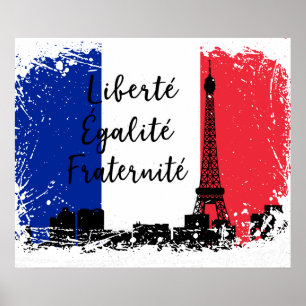 Poster Bandeira francesa Liberté Egaliteé Fraternité E