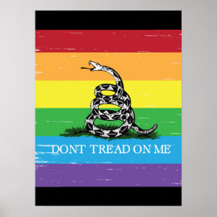 Poster Bandeira Gadsden LGBT Não me pise no arco-íris