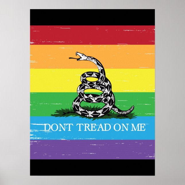 Poster Bandeira Gadsden LGBT Não me pise no arco-íris (Frente)