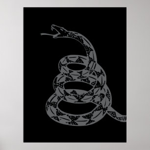Poster Bandeira Gadsden Não Pise em Mim Cinza