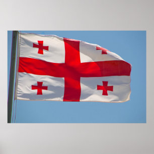 Pôster Bandeira Georgiana Ao Vento