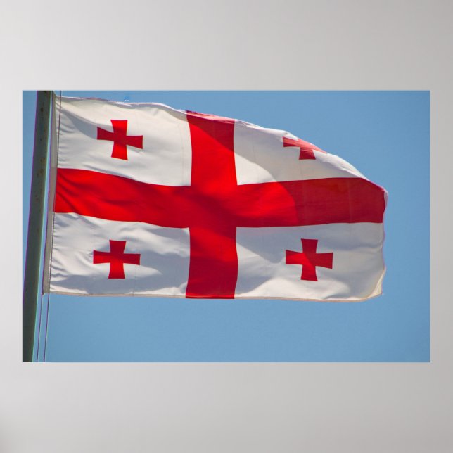 Pôster Bandeira Georgiana Ao Vento (Frente)