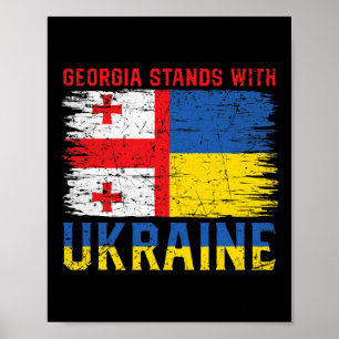 Poster Bandeira georgiana-ucraniana Bandeira - Países Ami