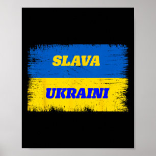 Poster Bandeira Grátis da Ucrânia Slava Ukraini Orgulho U