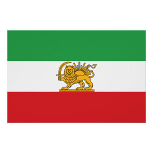 Pôster Bandeira Histórica Original do Leão e Sol Iraniano