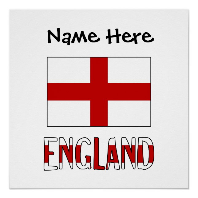 Pôster Bandeira Inglesa da Inglaterra Preta Personalizaçã (Frente)