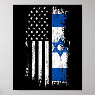 Poster Bandeira Israelense Americana - Camisa Orgulho Isr