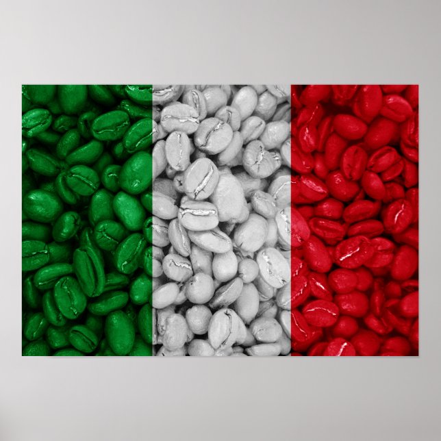 Poster Bandeira italiana com café (Frente)