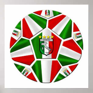 Pôster Bandeira italiana da bola de futebol de Italia dos