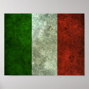 Pôster Bandeira italiana efeito de aço envelhecido
