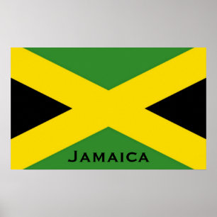 Pôster Bandeira jamaicana até a borda com jamaicana