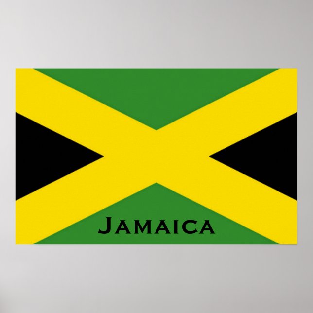 Pôster Bandeira jamaicana até a borda com jamaicana (Frente)