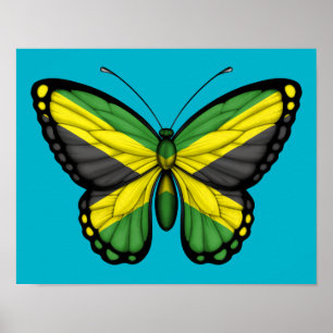 Pôster Bandeira jamaicana da borboleta