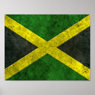 Pôster Bandeira jamaicana efeito de aço envelhecido