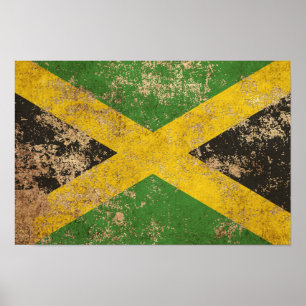 Pôster Bandeira jamaicana envelhecida áspera do vintage