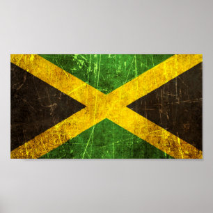 Poster Bandeira jamaicana riscada e vestida do vintage