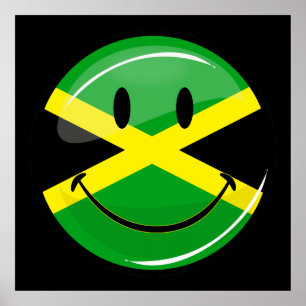 Pôster Bandeira jamaicana sorridente