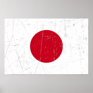 Poster Bandeira japonesa arrastada e riscada