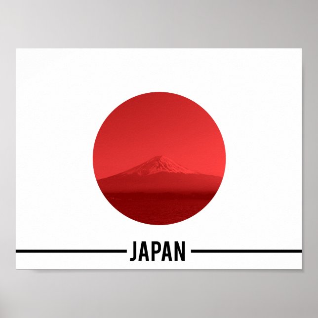 Pôster Bandeira Japonesa - Monte Fuji, Japão (Frente)