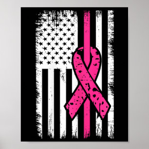 Poster Bandeira Laço Rosa Mês de Conscientização do Cânce