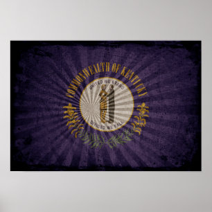 Poster Bandeira legal de Kentucky do Grunge