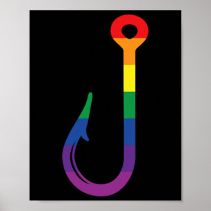 Poster Bandeira Lgbt Gancho de Pesca Gay Angler Orgulho Q