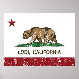 Pôster Bandeira Lodi do estado de Califórnia