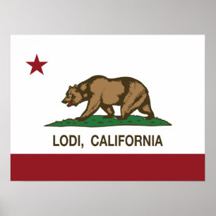 Pôster Bandeira Lodi do estado de Califórnia