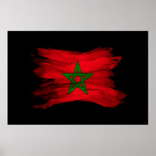 Poster Bandeira marroquina pincel derrame, bandeira nacio