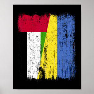 Poster Bandeira Meio Emirados Árabes Unidos Ucrânia Patri
