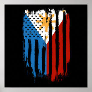 Poster Bandeira Metade Americana das Filipinas