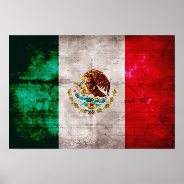 Poster Bandeira mexicana meteorizada (Frente)