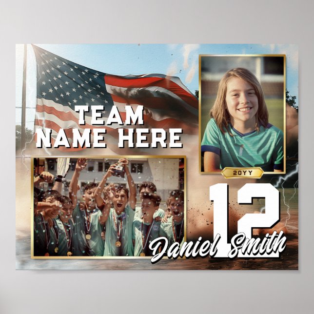 Poster Bandeira Modelo da Memória Esportiva Personalizada (Frente)