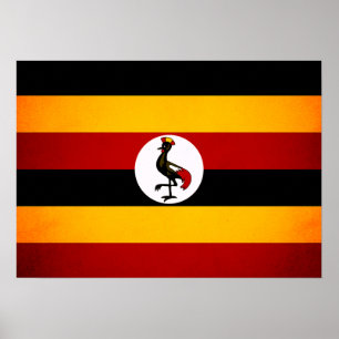 Pôster Bandeira monocromática de Uganda