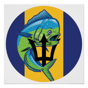 Pôster Bandeira Nacional Animal Barbados Mahi-mahi