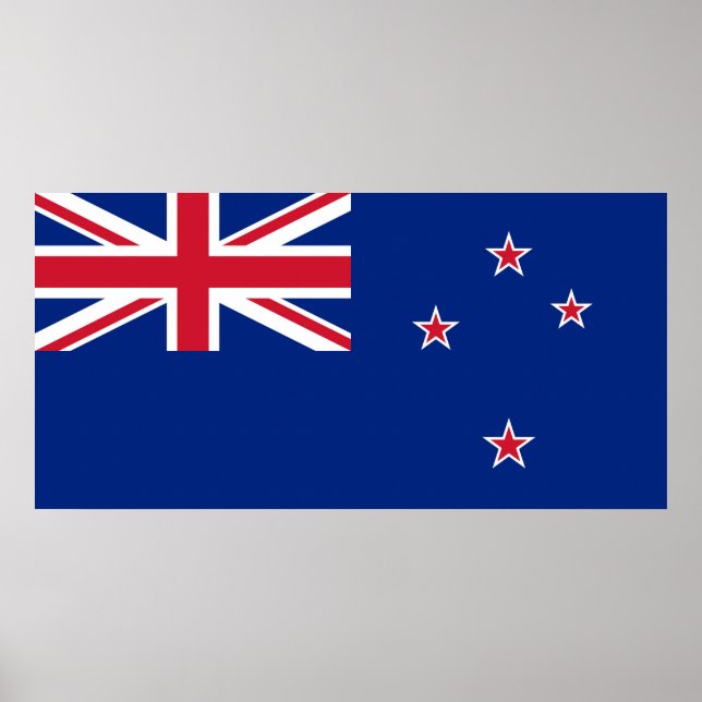 Poster Bandeira Nacional da Nova Zelândia, Kiwis, Oceânia (Frente)