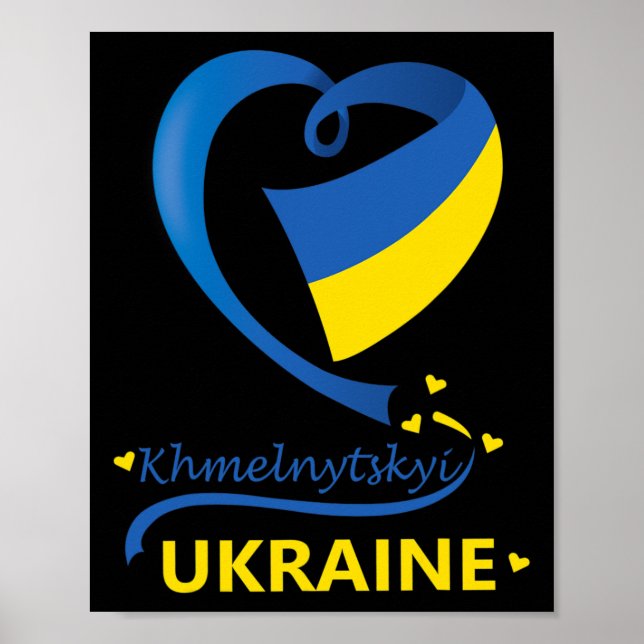 Poster Bandeira Nacional da Ucrânia Khmelnytskyi Emblema  (Frente)