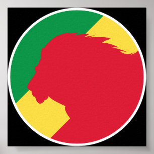 Poster Bandeira Nacional do Congo Lion Congolês