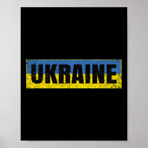 Poster Bandeira Nacional Ucraniana Mapa Vintage Ucrânia P