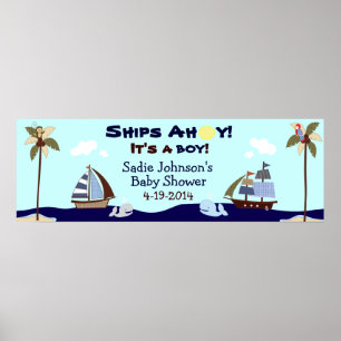 Poster Bandeira náutica do chá de fraldas dos navios Ah
