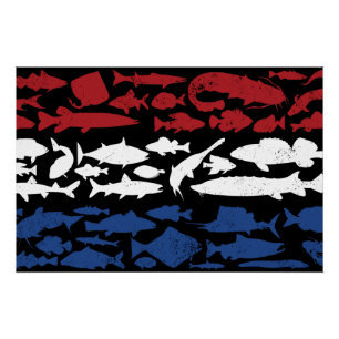 Pôster Bandeira Neerlandesa Feita de Peixe - Design de Pe