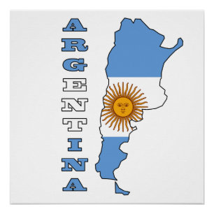 Pôster Bandeira no mapa de Argentina