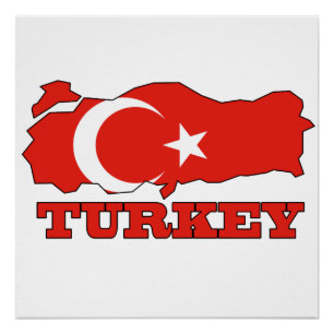 Pôster Bandeira no mapa de Turquia