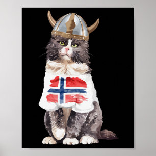 Poster Bandeira Norueguesa de Gato da Noruega
